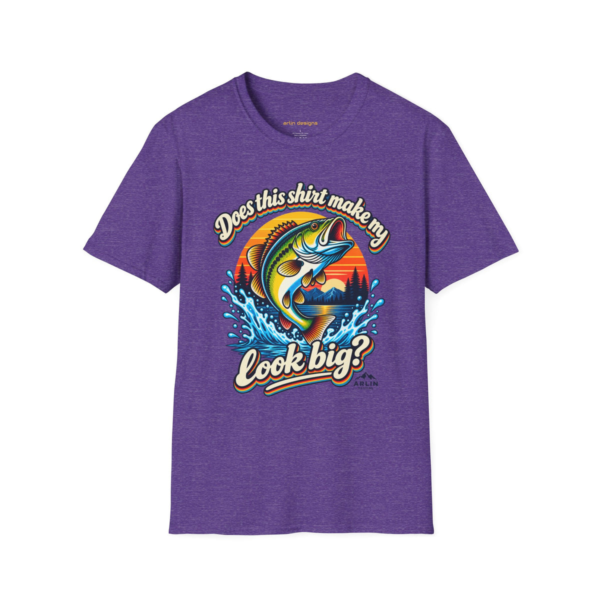 Fishing T-Shirt — “Does This Shirt Make My BASS Look Big?” Retro Sunset Bass Tee
