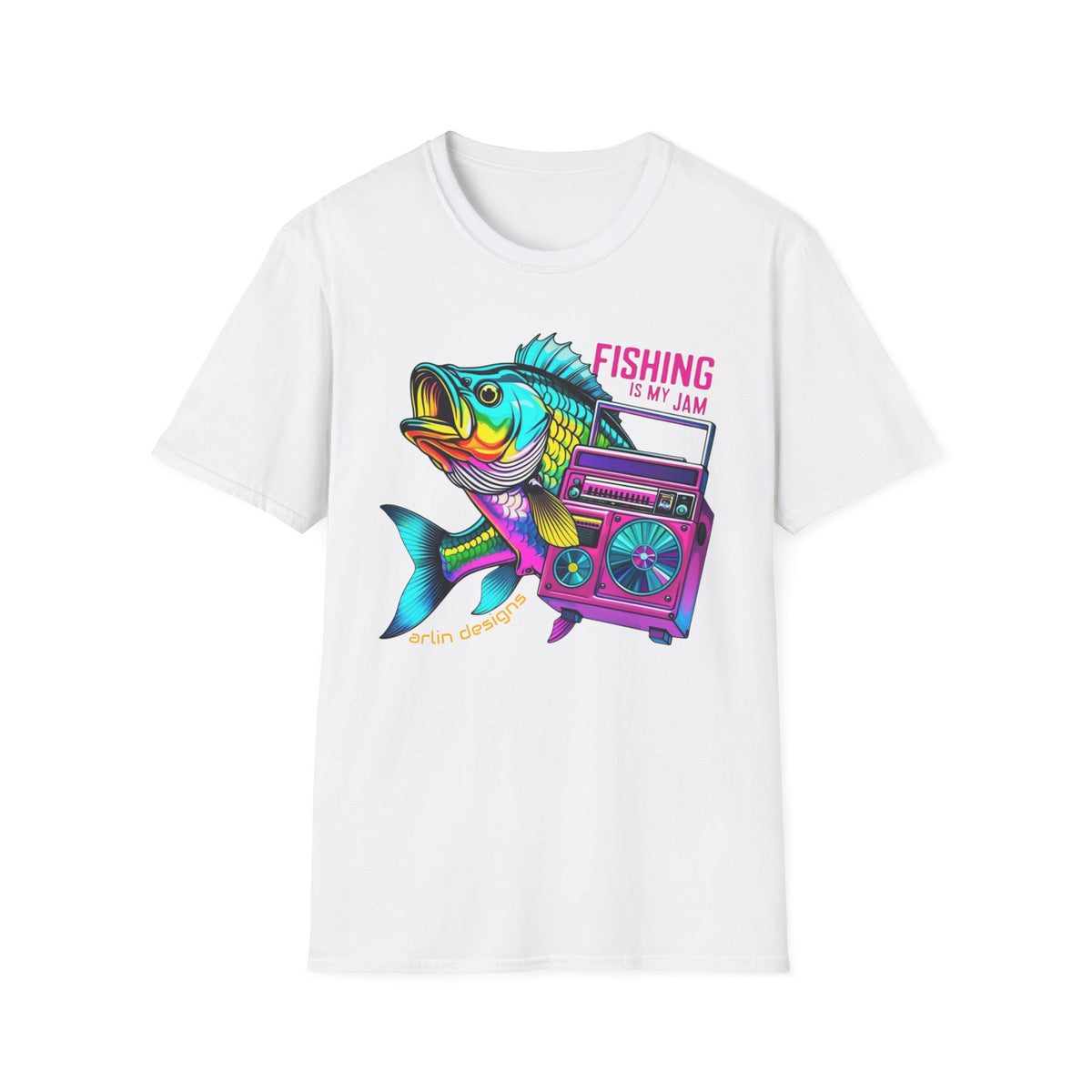 Fishing Is My Jam T-Shirt — Retro Fish & Boombox Graphic Tee