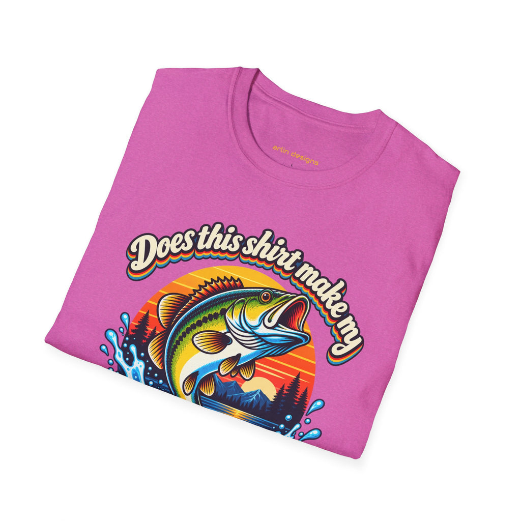 Fishing T-Shirt — “Does This Shirt Make My BASS Look Big?” Retro Sunset Bass Tee