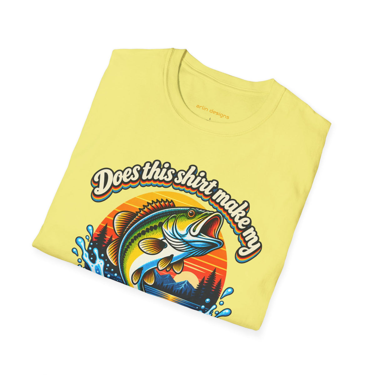 Fishing T-Shirt — “Does This Shirt Make My BASS Look Big?” Retro Sunset Bass Tee