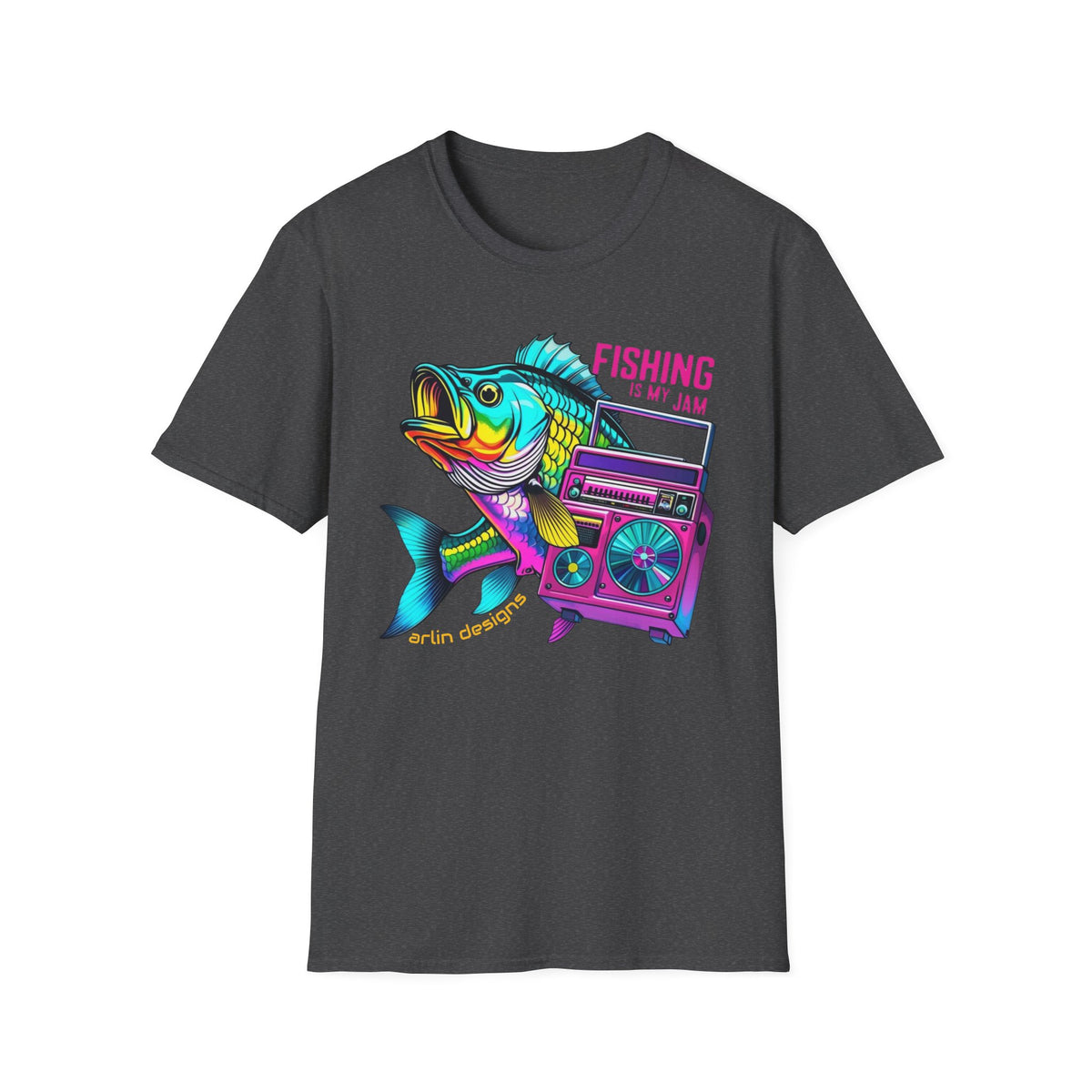Fishing Is My Jam T-Shirt — Retro Fish & Boombox Graphic Tee