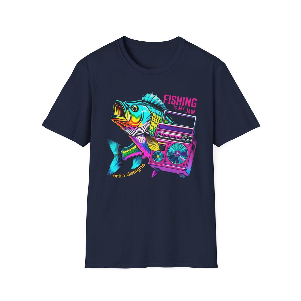 Fishing Is My Jam T-Shirt — Retro Fish & Boombox Graphic Tee