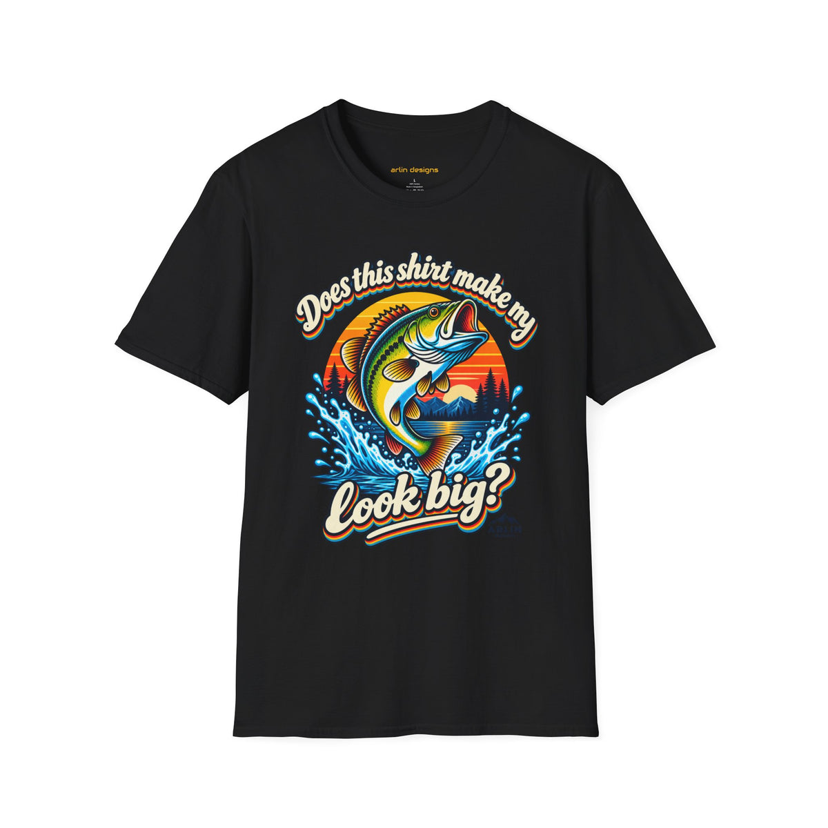 Fishing T-Shirt — “Does This Shirt Make My BASS Look Big?” Retro Sunset Bass Tee