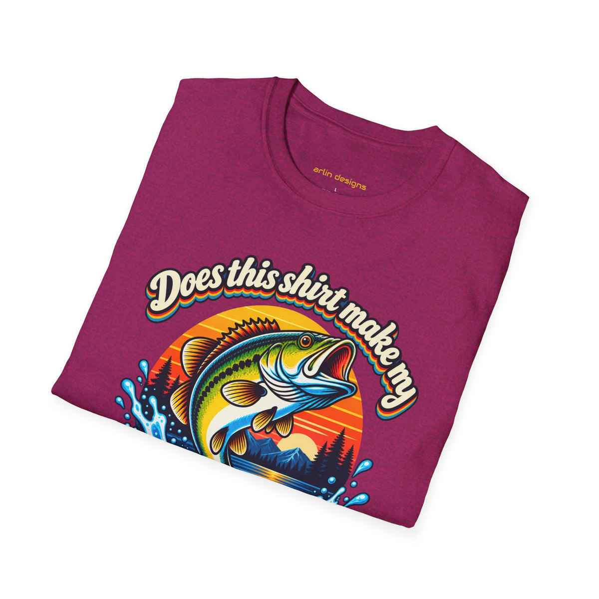 Fishing T-Shirt — “Does This Shirt Make My BASS Look Big?” Retro Sunset Bass Tee
