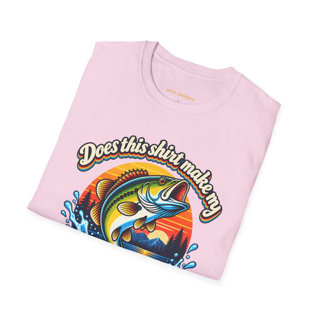 Fishing T-Shirt — “Does This Shirt Make My BASS Look Big?” Retro Sunset Bass Tee