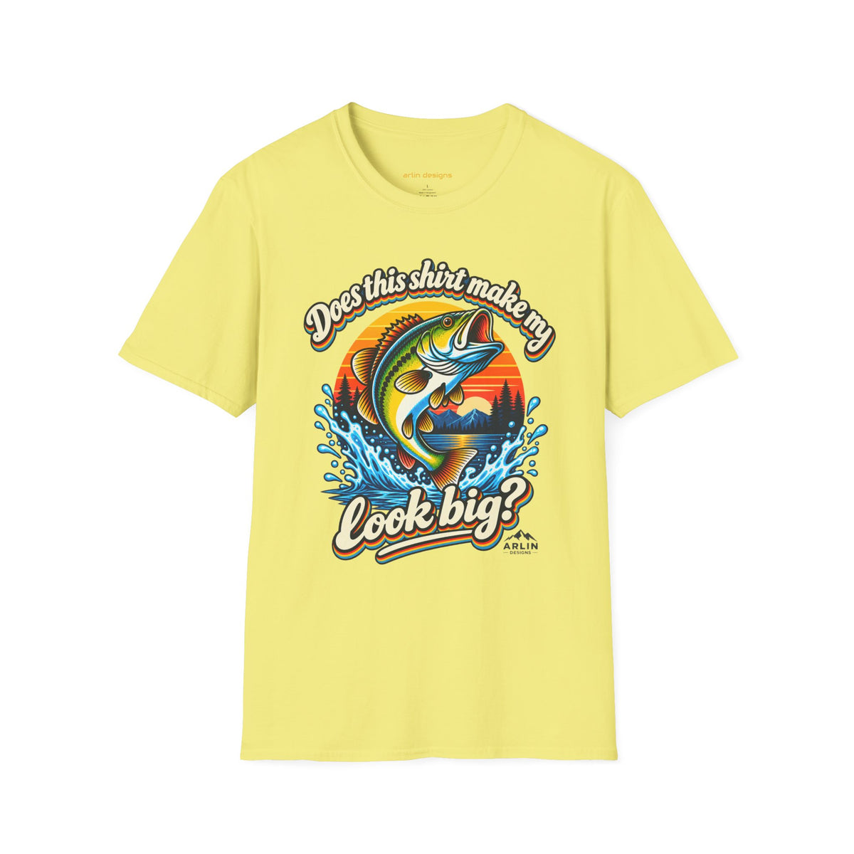 Fishing T-Shirt — “Does This Shirt Make My BASS Look Big?” Retro Sunset Bass Tee