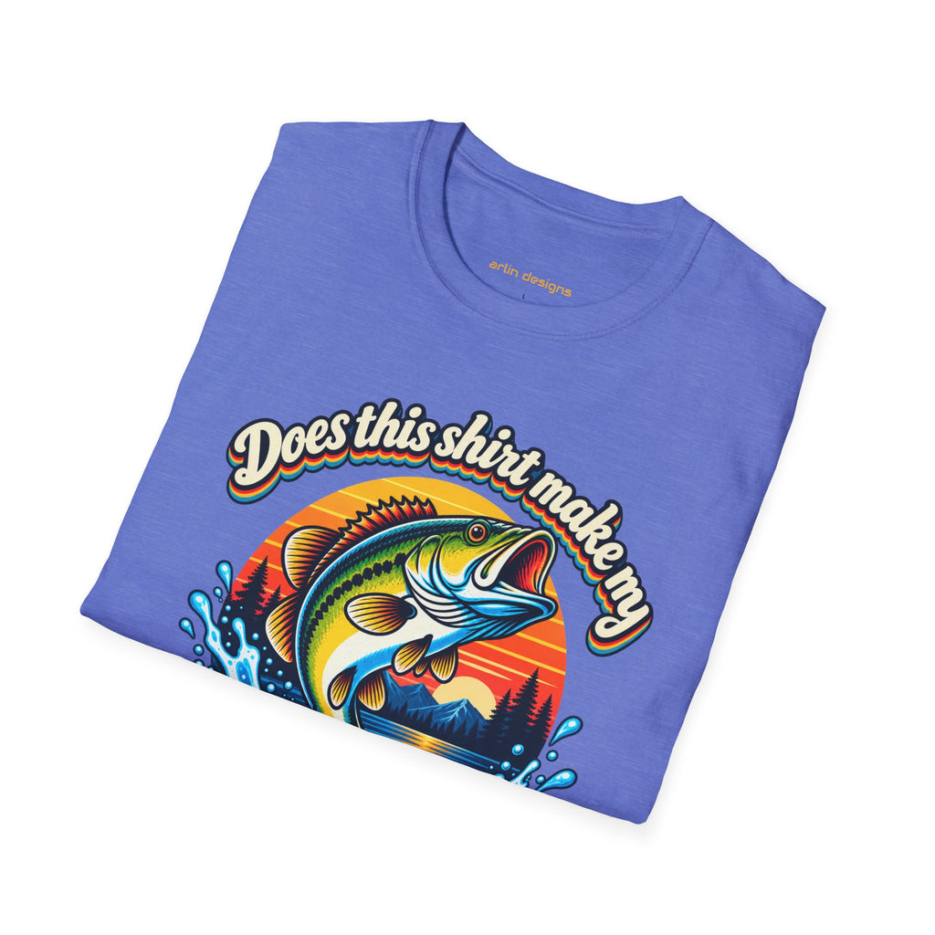 Fishing T-Shirt — “Does This Shirt Make My BASS Look Big?” Retro Sunset Bass Tee