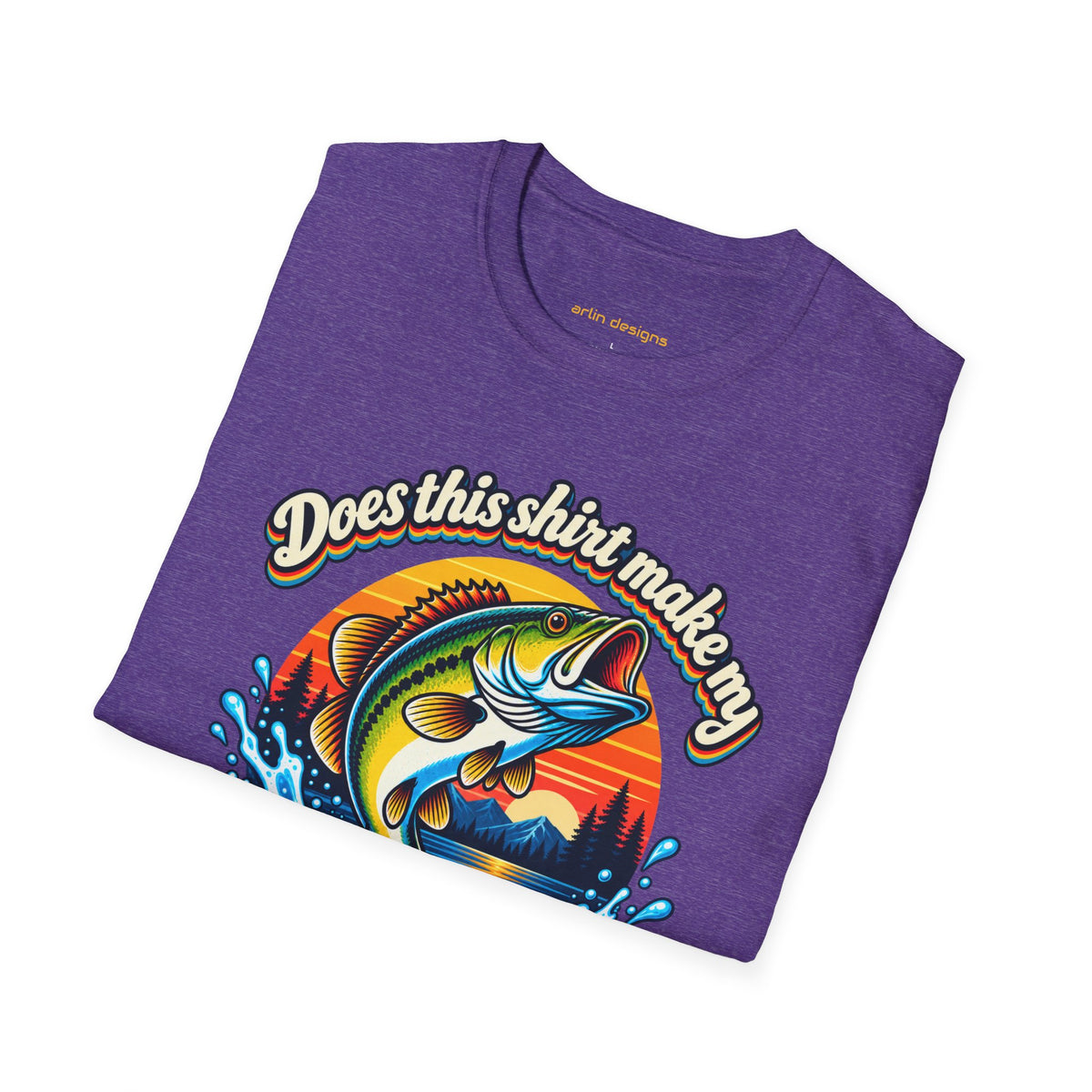 Fishing T-Shirt — “Does This Shirt Make My BASS Look Big?” Retro Sunset Bass Tee