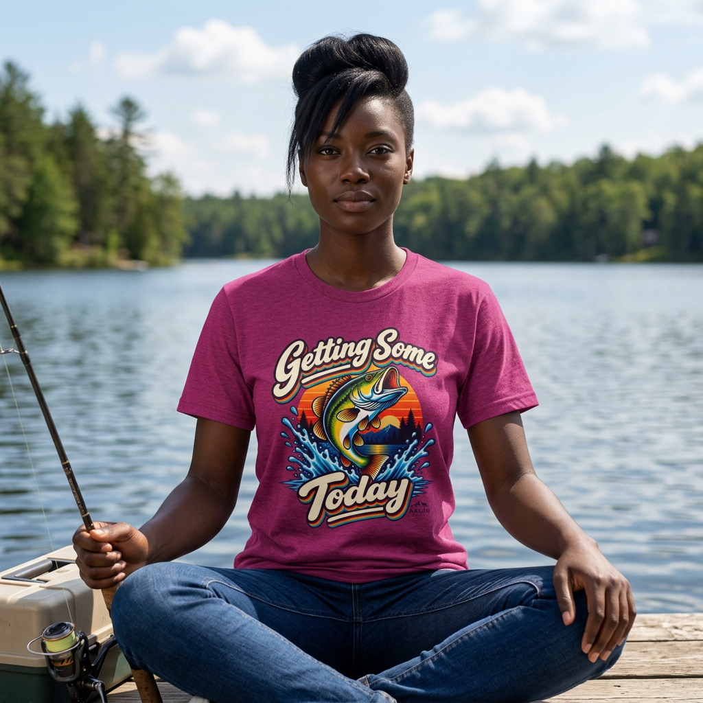 Fishing T-Shirt — "Getting Some BASS Today" Retro Bass Graphic