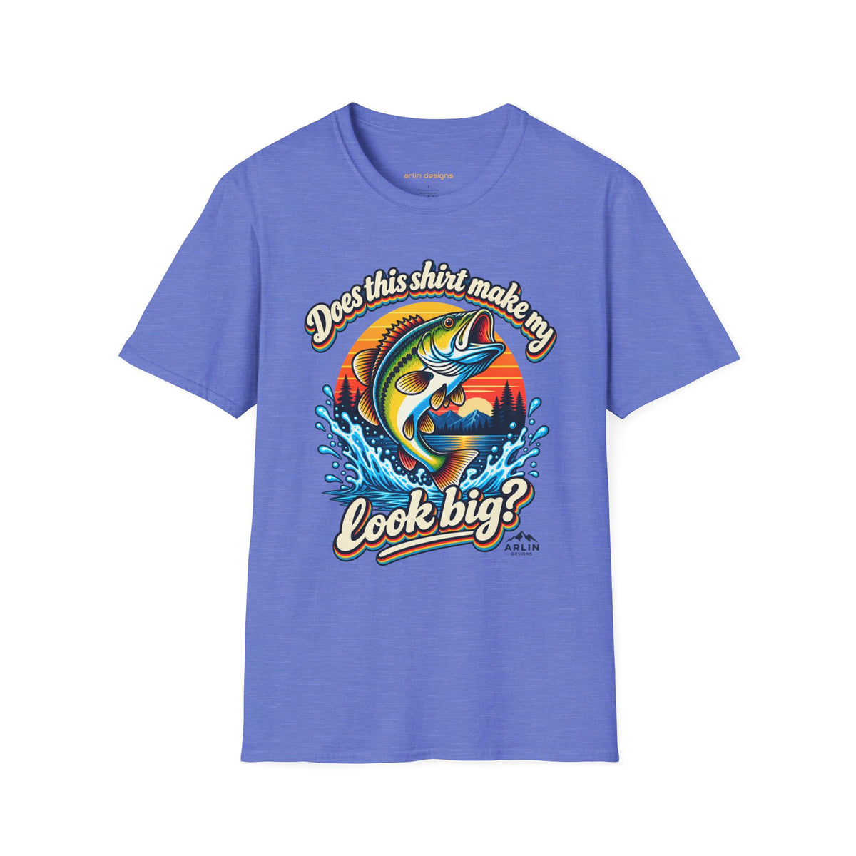 Fishing T-Shirt — “Does This Shirt Make My BASS Look Big?” Retro Sunset Bass Tee