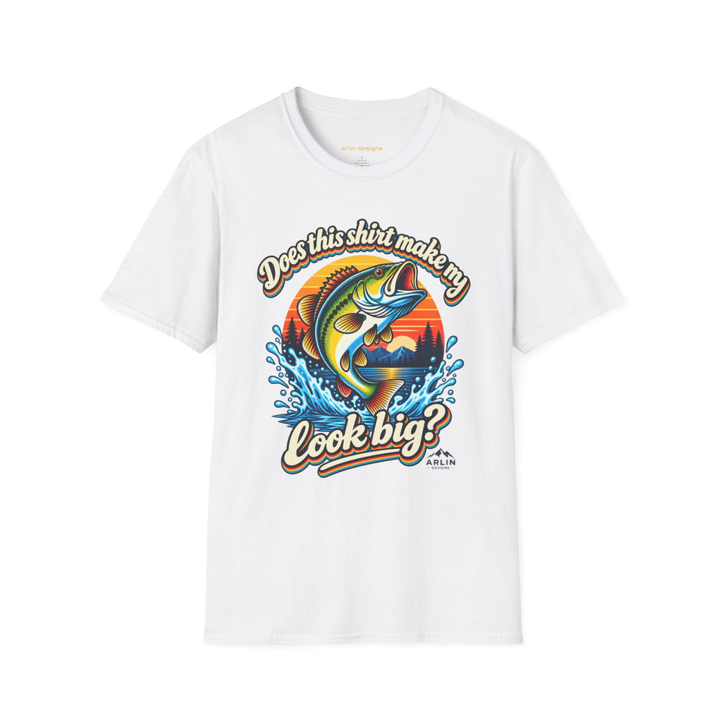 Fishing T-Shirt — “Does This Shirt Make My BASS Look Big?” Retro Sunset Bass Tee