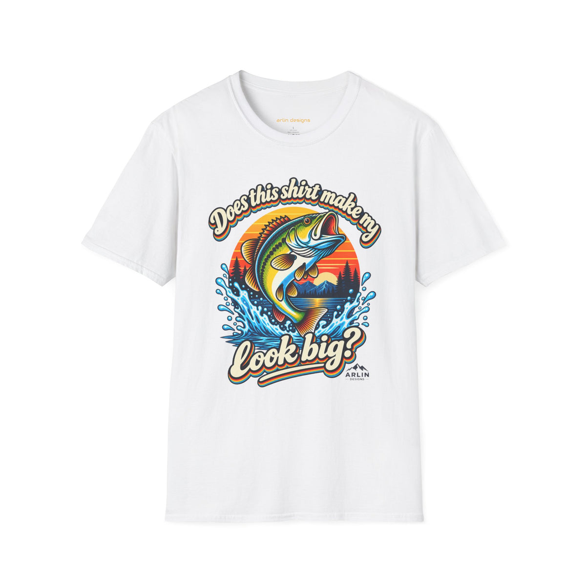 Fishing T-Shirt — “Does This Shirt Make My BASS Look Big?” Retro Sunset Bass Tee