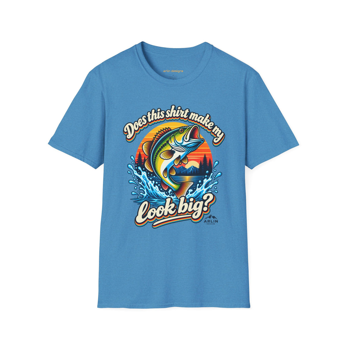 Fishing T-Shirt — “Does This Shirt Make My BASS Look Big?” Retro Sunset Bass Tee