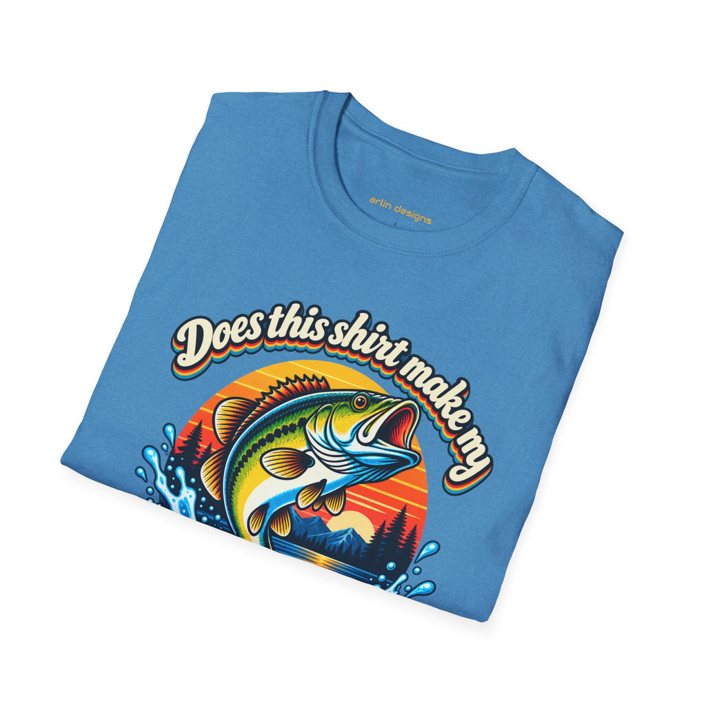 Fishing T-Shirt — “Does This Shirt Make My BASS Look Big?” Retro Sunset Bass Tee