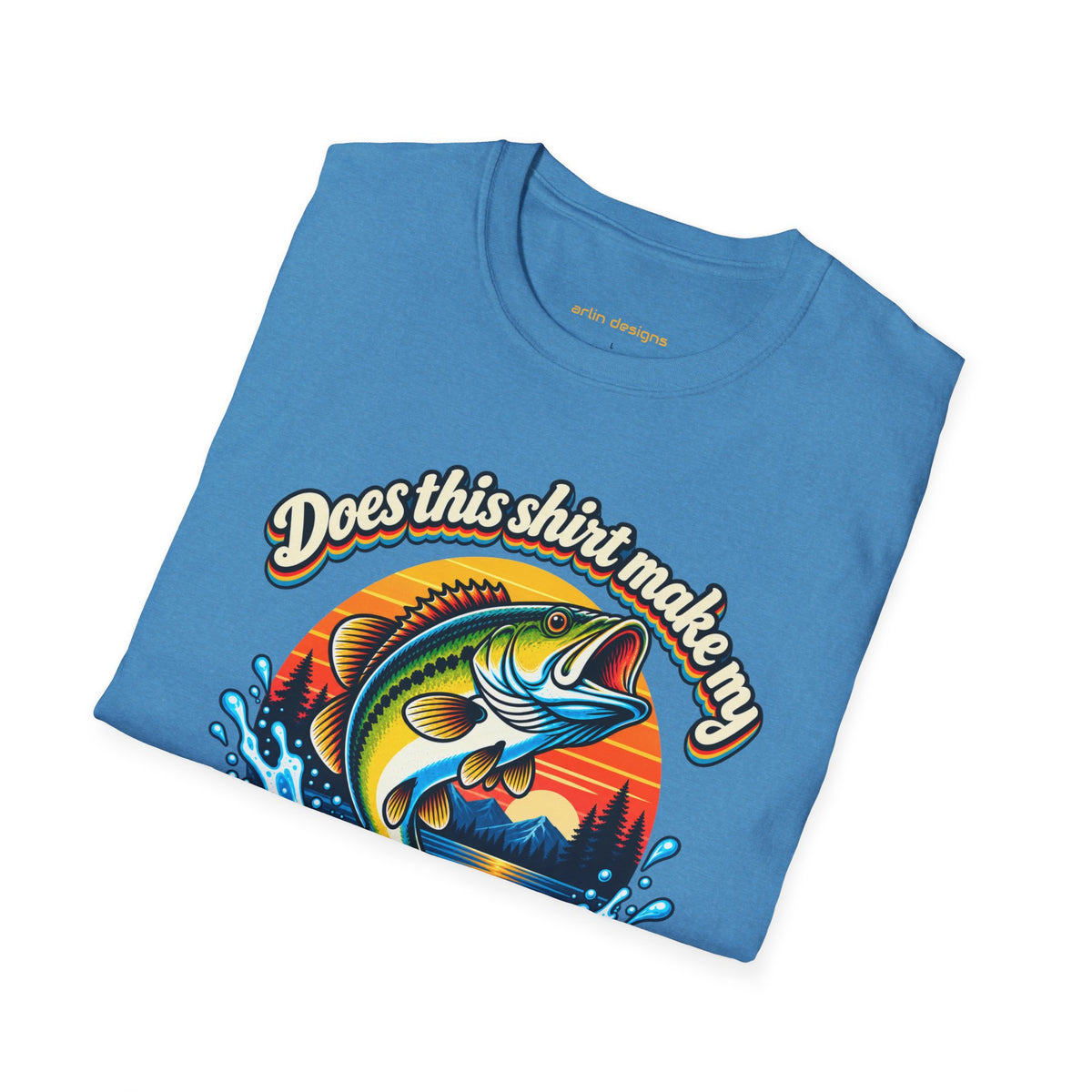 Fishing T-Shirt — “Does This Shirt Make My BASS Look Big?” Retro Sunset Bass Tee