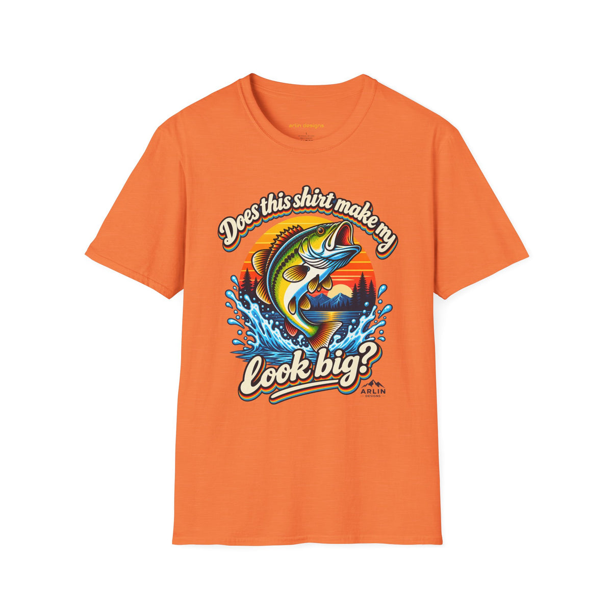 Fishing T-Shirt — “Does This Shirt Make My BASS Look Big?” Retro Sunset Bass Tee