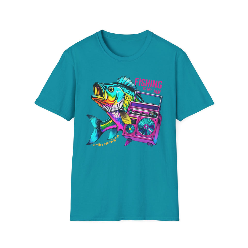 Fishing Is My Jam T-Shirt — Retro Fish & Boombox Graphic Tee