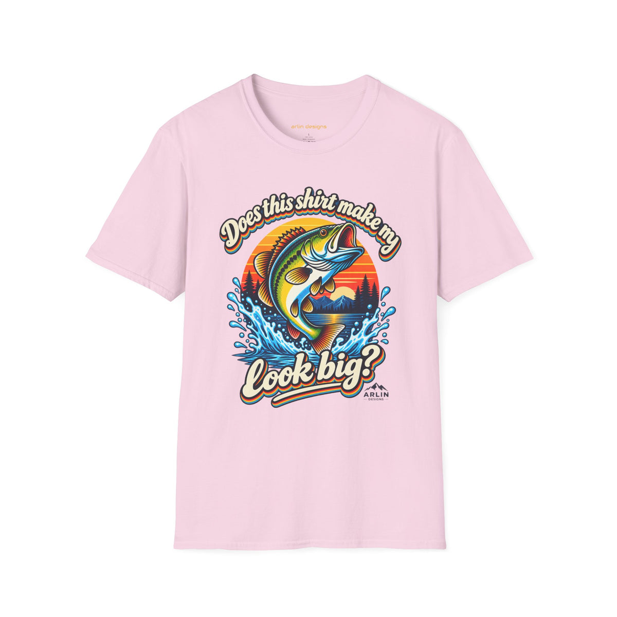 Fishing T-Shirt — “Does This Shirt Make My BASS Look Big?” Retro Sunset Bass Tee