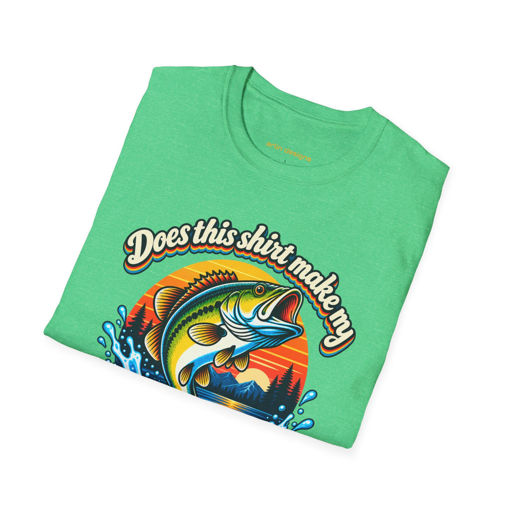 Fishing T-Shirt — “Does This Shirt Make My BASS Look Big?” Retro Sunset Bass Tee