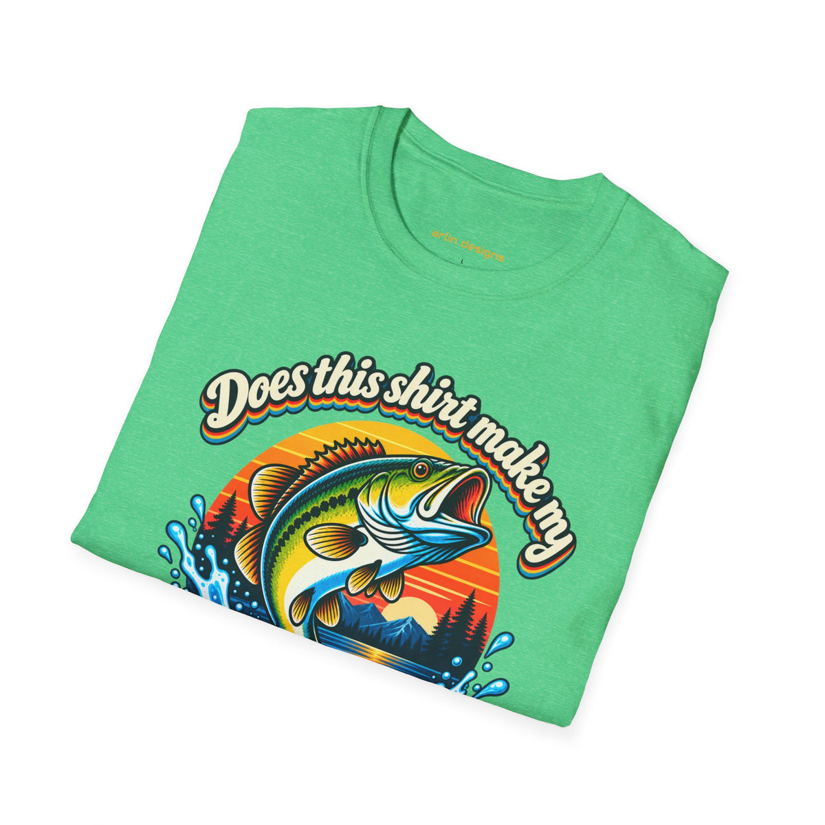 Fishing T-Shirt — “Does This Shirt Make My BASS Look Big?” Retro Sunset Bass Tee