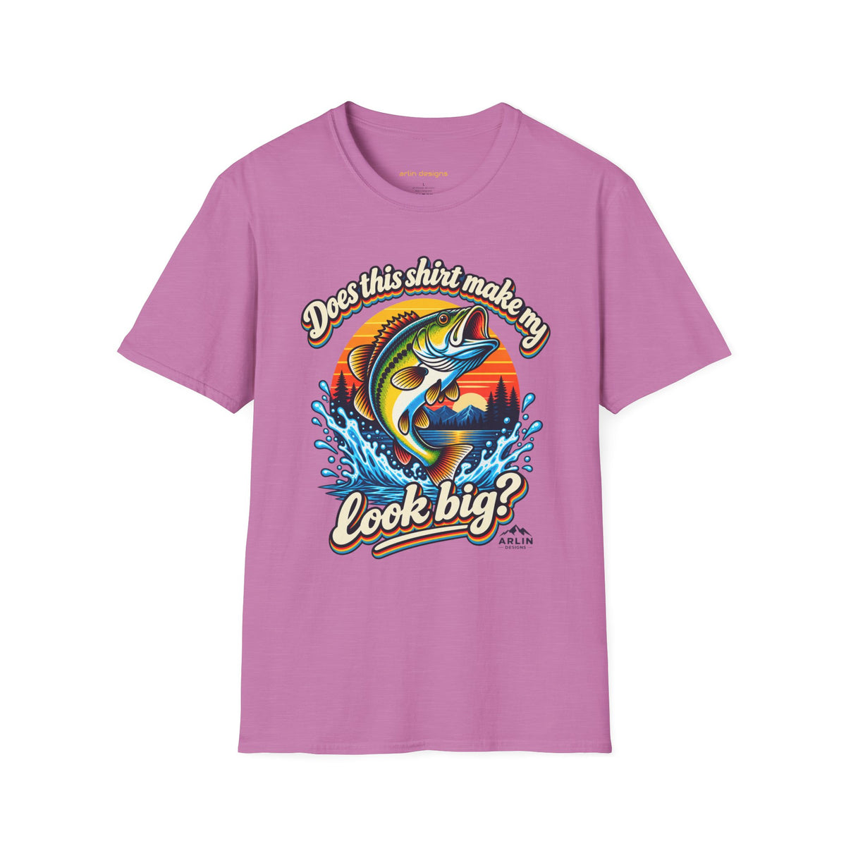 Fishing T-Shirt — “Does This Shirt Make My BASS Look Big?” Retro Sunset Bass Tee