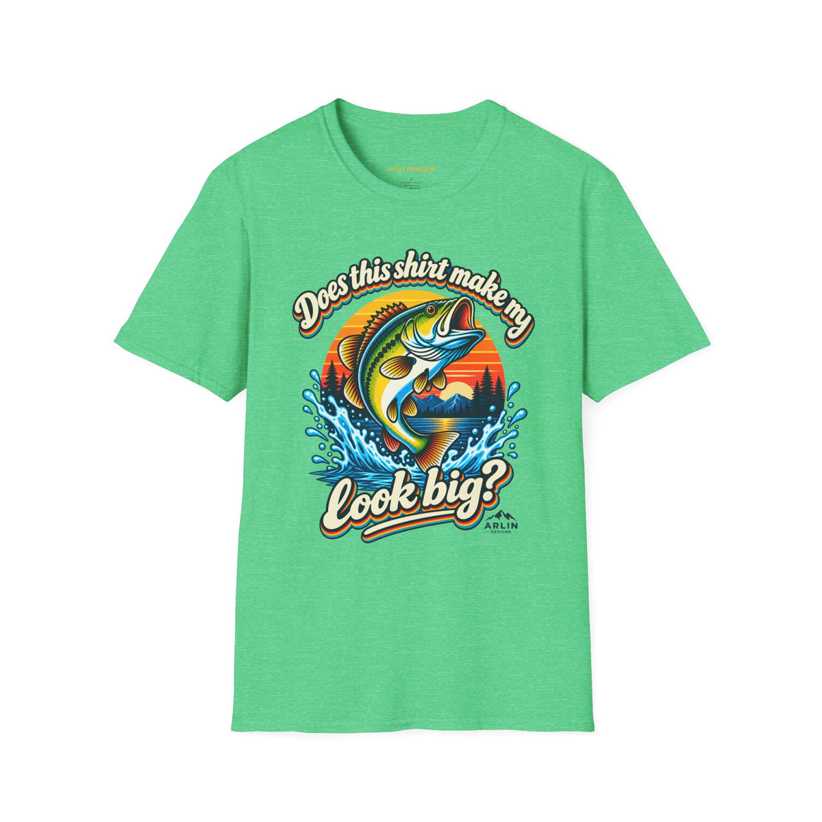 Fishing T-Shirt — “Does This Shirt Make My BASS Look Big?” Retro Sunset Bass Tee