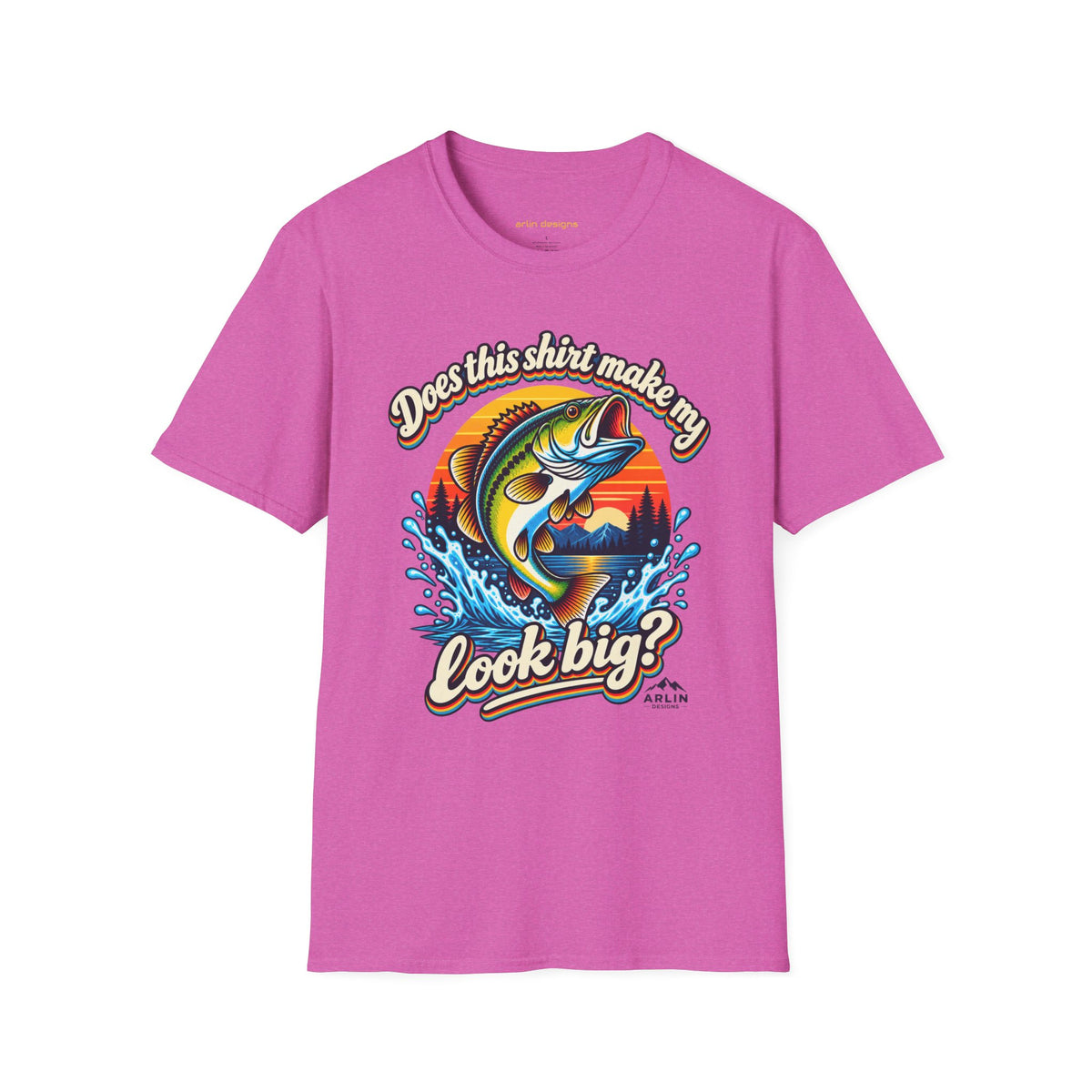 Fishing T-Shirt — “Does This Shirt Make My BASS Look Big?” Retro Sunset Bass Tee