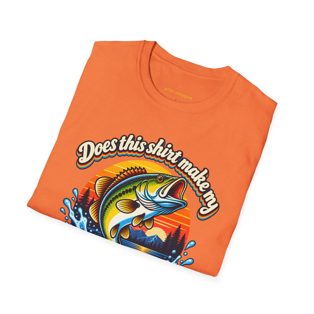 Fishing T-Shirt — “Does This Shirt Make My BASS Look Big?” Retro Sunset Bass Tee