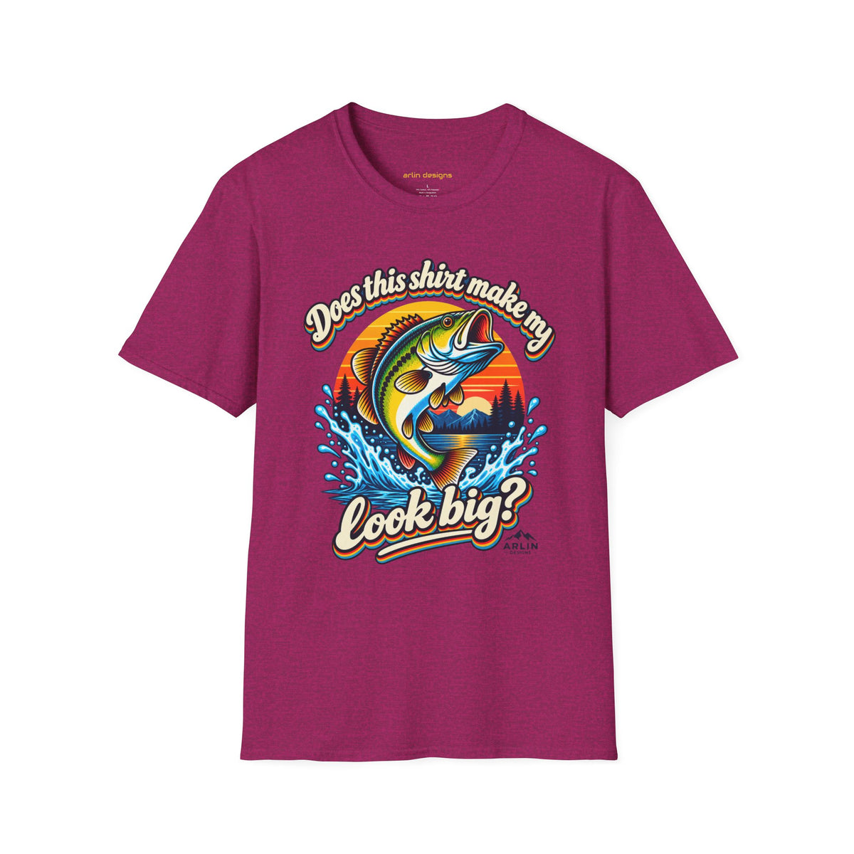Fishing T-Shirt — “Does This Shirt Make My BASS Look Big?” Retro Sunset Bass Tee