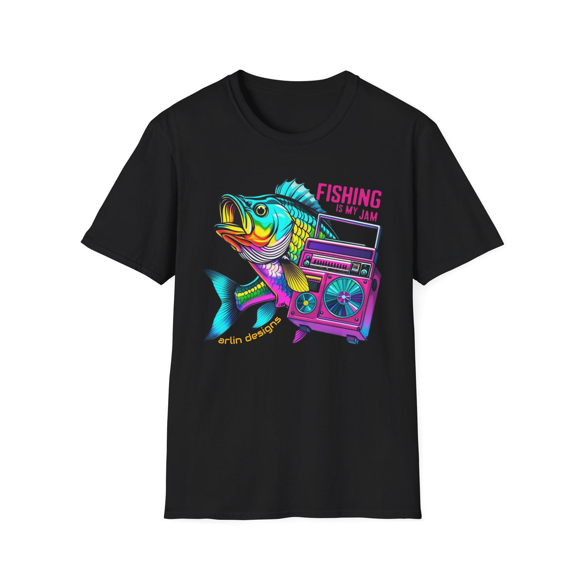 Fishing Is My Jam T-Shirt — Retro Fish & Boombox Graphic Tee
